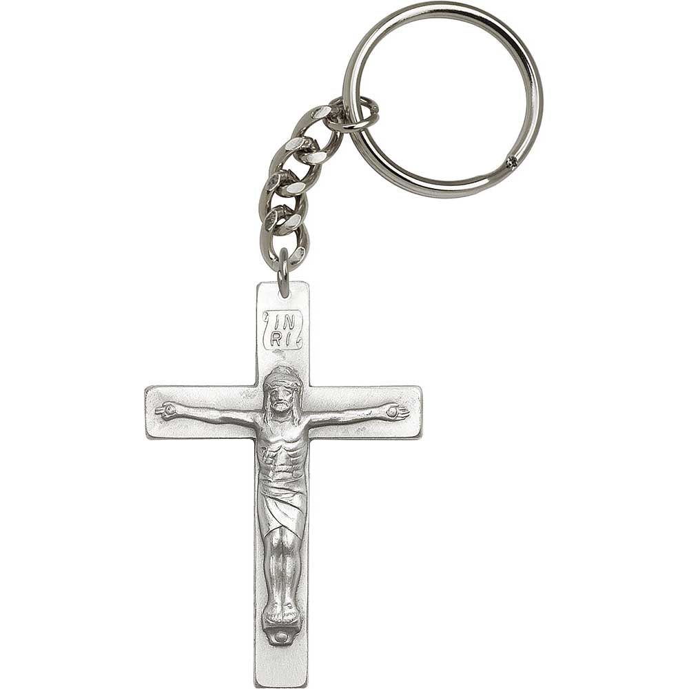 Antique Silver Crucifix Keychain - 5866