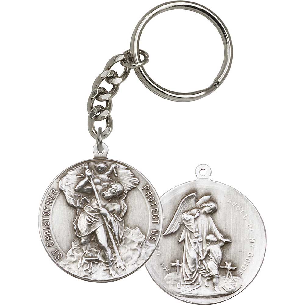 Antique Silver St. Christopher Keychain - 5867