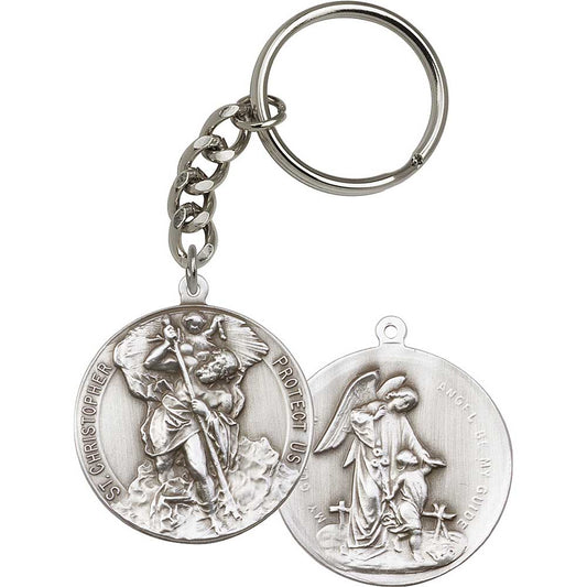 Antique Silver St. Christopher Keychain - 5867