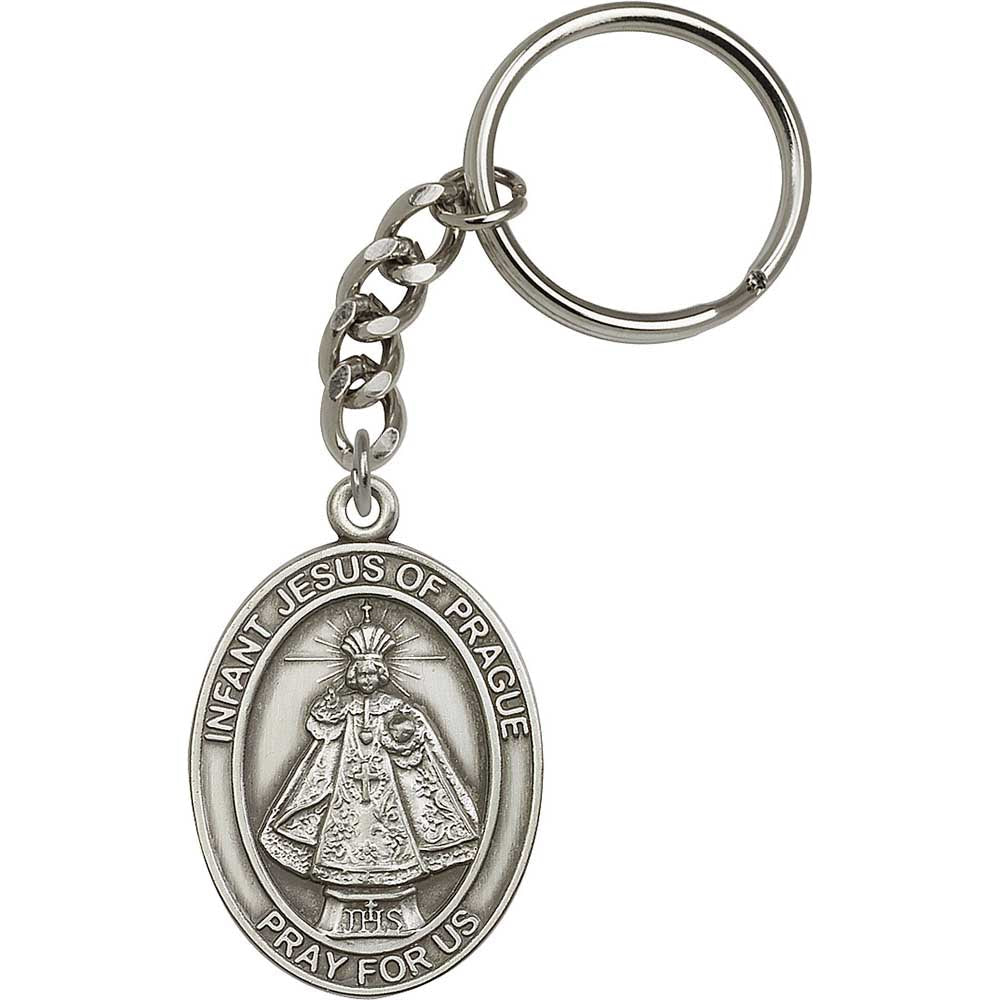 Antique Silver Infant of Prague Keychain - 5875