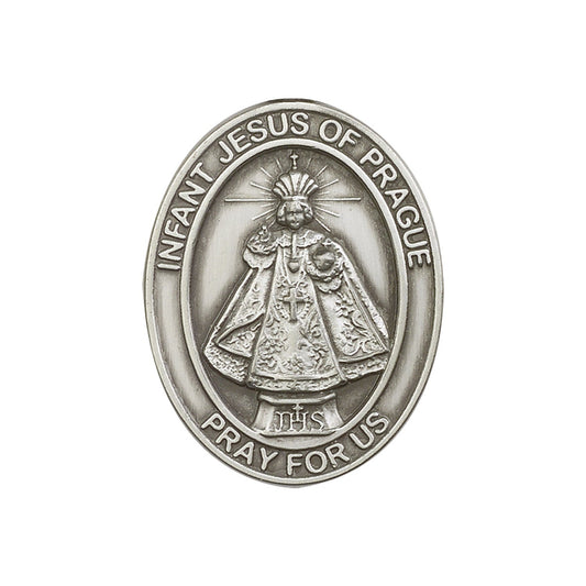 Antique Silver Infant of Prague Visor Clip - 5875V
