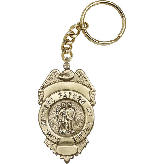 Antique Gold St. Michael the Archangel Keychain - 5892