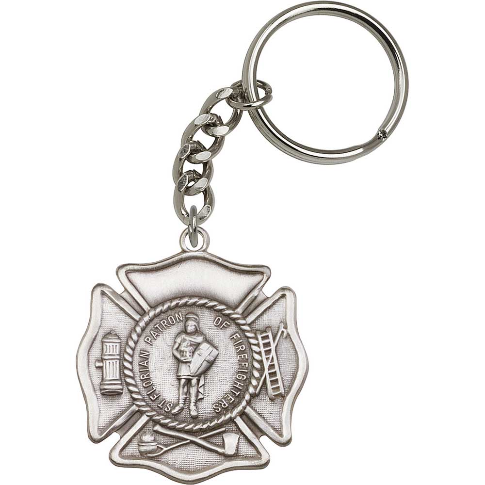Antique Silver St. Florian Keychain - 5894