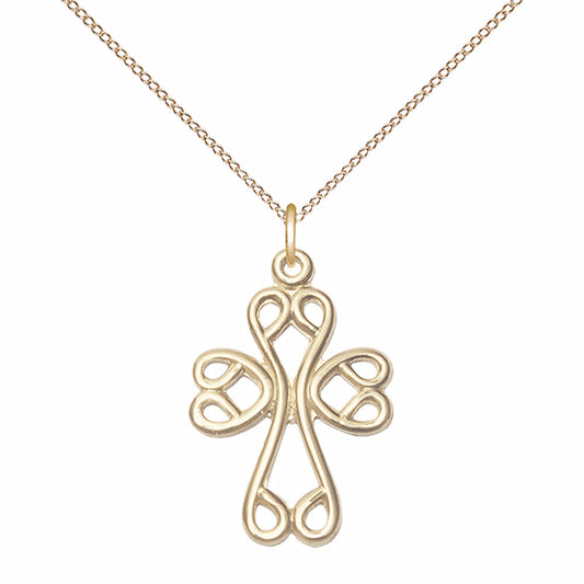 Gold Filled Scroll Cross Pendant - 5998GF