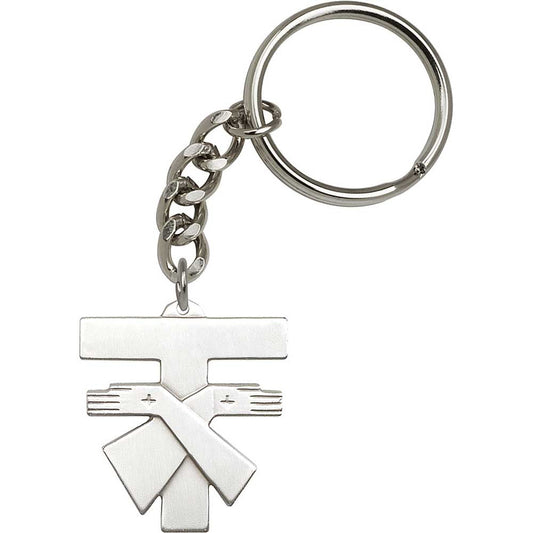 Antique Silver Franciscan Cross Keychain - 6073