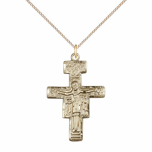 Gold Filled San Damiano Crucifix Pendant - 6077GF