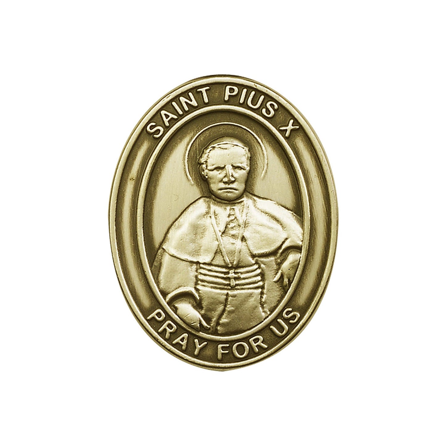 Antique Gold St. Pius X Visor Clip - 6605VG