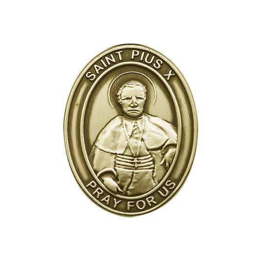 Antique Gold St. Pius X Visor Clip - 6605VG