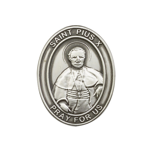 Antique Silver St. Pius X Visor Clip - 6605V