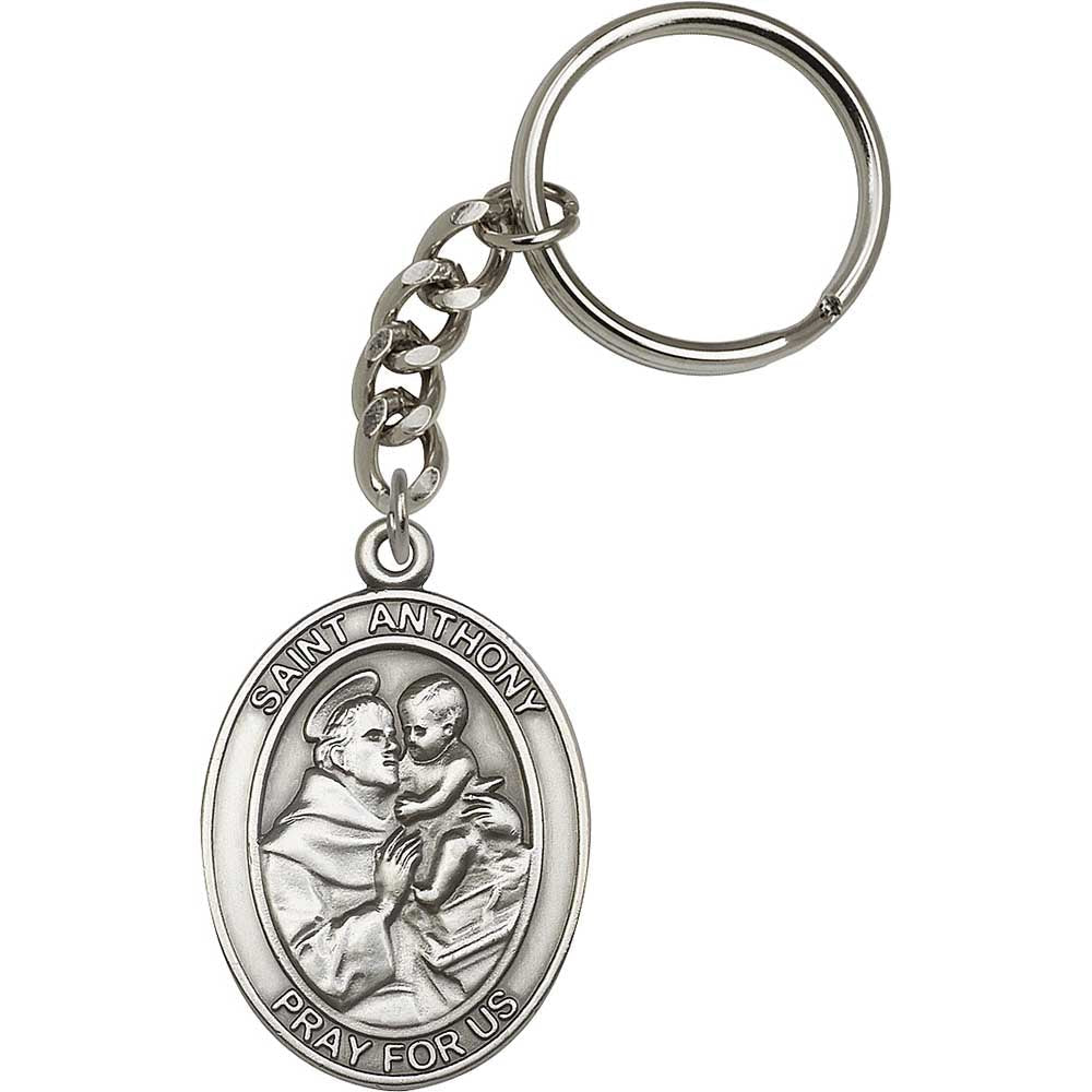 Antique Silver St. Anthony Keychain - 6704