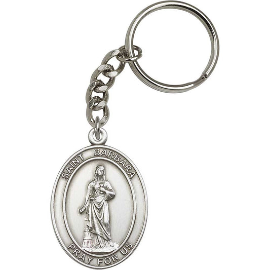 Antique Silver St. Barbara Keychain - 6706