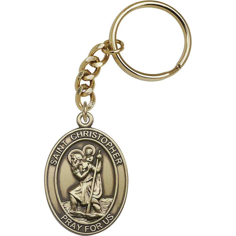 Antique Gold St. Christopher Keychain - 6722