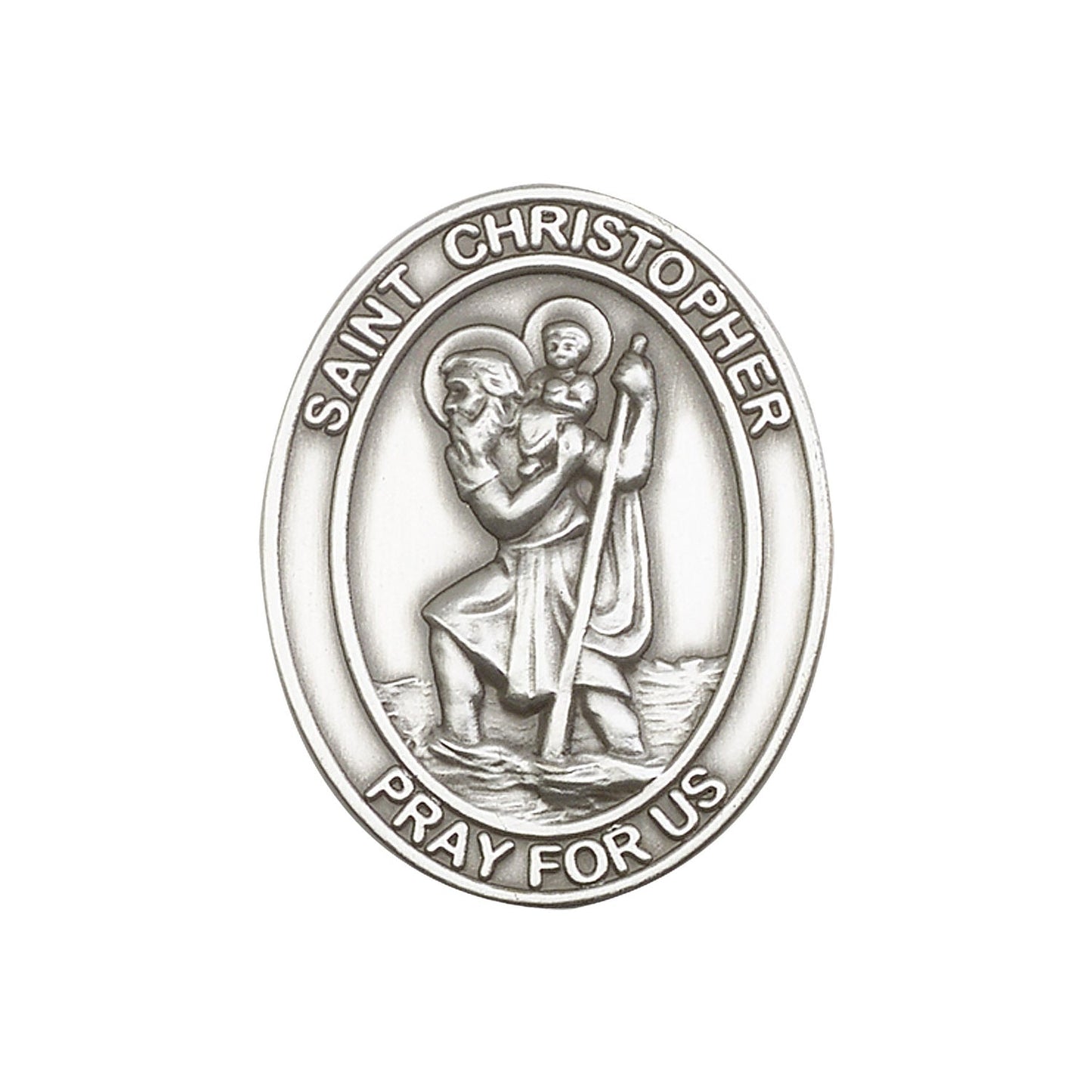 Antique Silver St. Christopher Visor Clip - 6722V