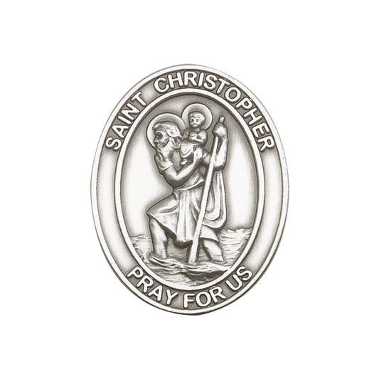 Antique Silver St. Christopher Visor Clip - 6722V