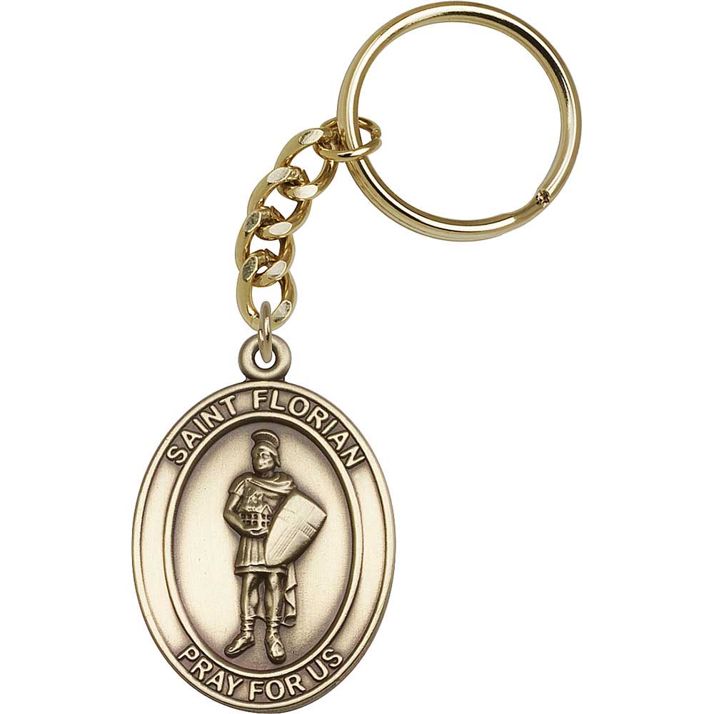 Antique Gold St. Florian Keychain - 6734