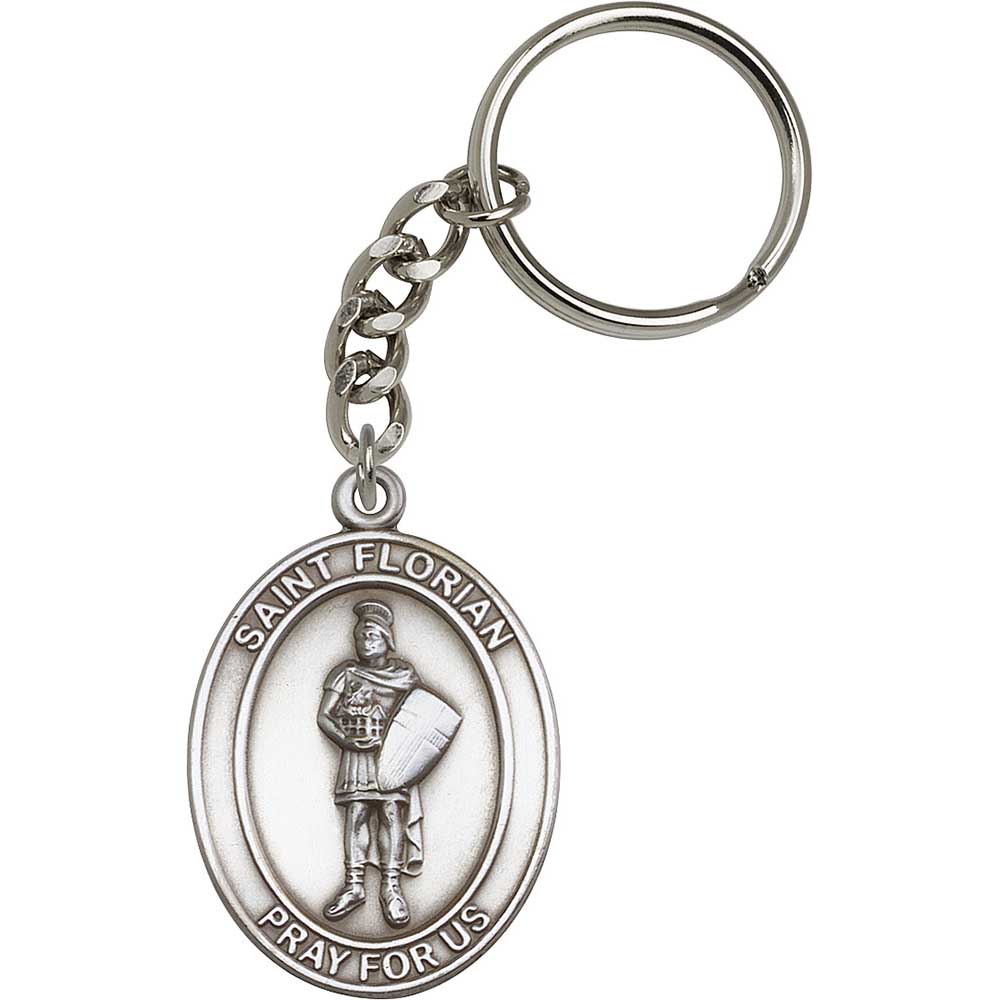 Antique Silver St. Florian Keychain - 6734
