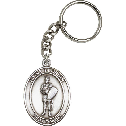 Antique Silver St. Florian Keychain - 6734