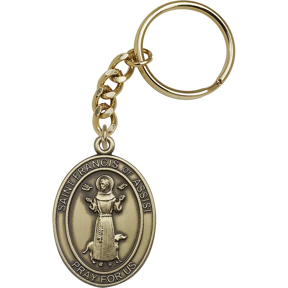 Antique Gold St. Francis of Assisi Keychain - 6736