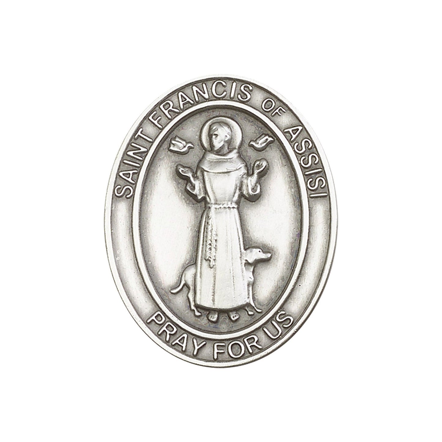 Antique Silver St. Francis of Assisi Visor Clip - 6736V