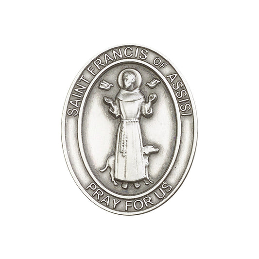 Antique Silver St. Francis of Assisi Visor Clip - 6736V