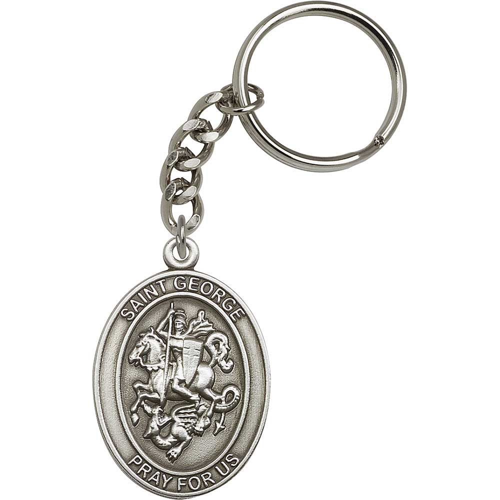 Antique Silver St. George Keychain - 6740