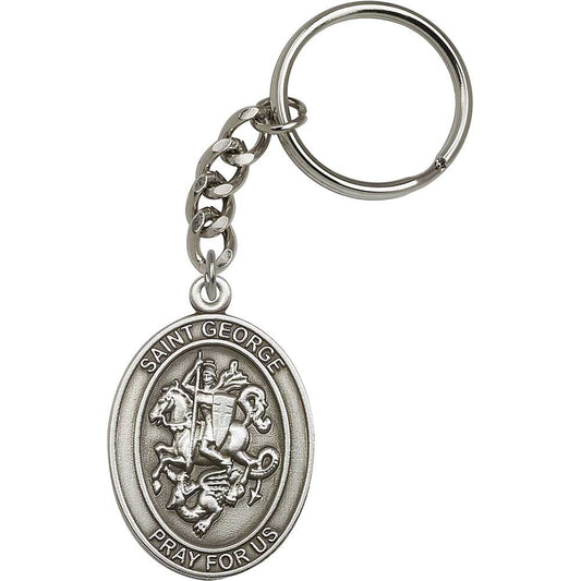 Antique Silver St. George Keychain - 6740