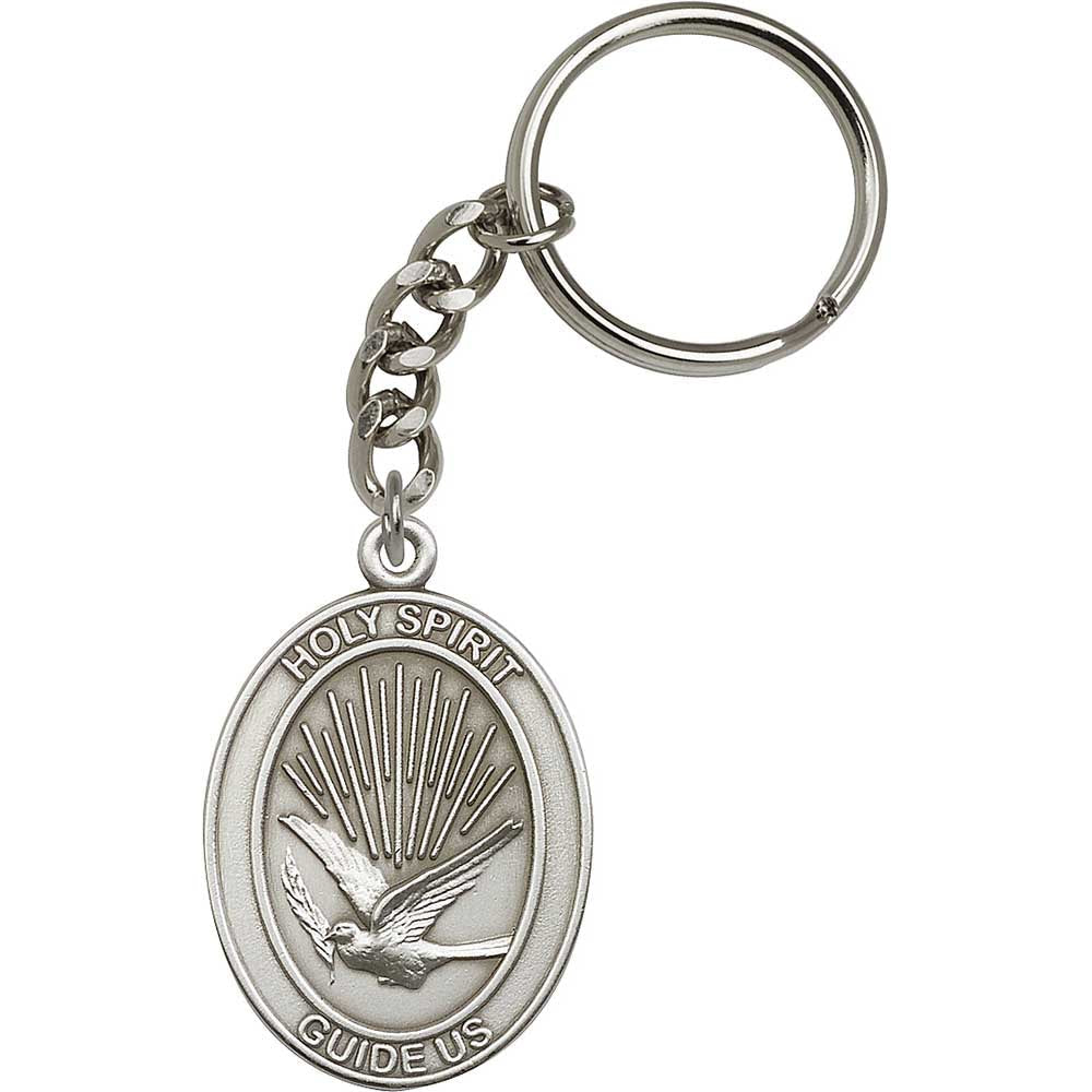 Antique Silver Holy Spirit Keychain - 6744