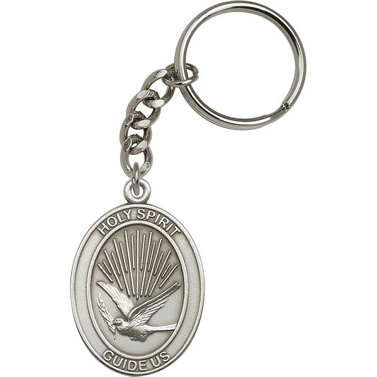 Antique Silver Holy Spirit Keychain - 6744