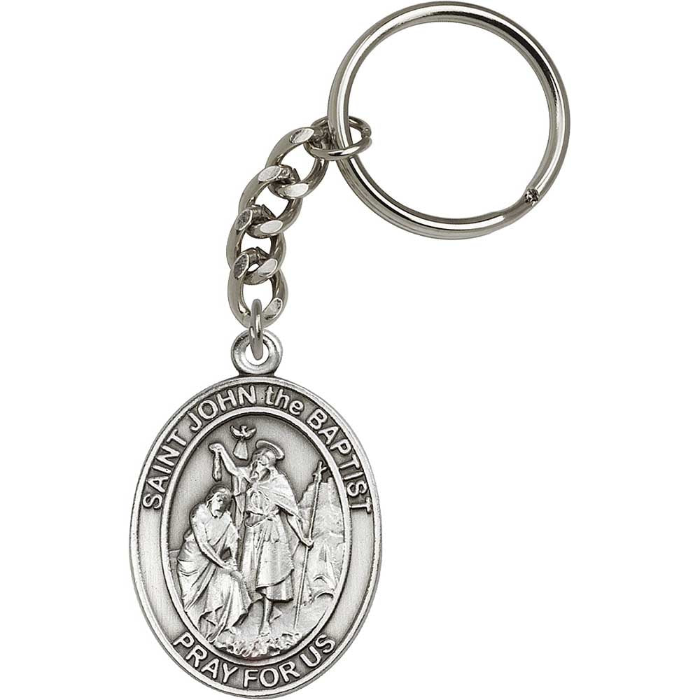 Antique Silver St. John the Baptist Keychain - 6754