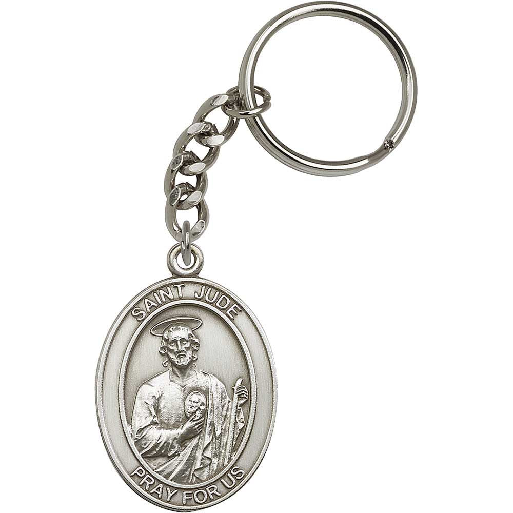 Antique Silver St. Jude Keychain - 6760