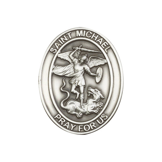 Antique Silver St. Michael the Archangel Visor Clip - 6776V