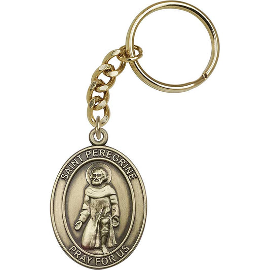 Antique Gold St. Peregrine Keychain - 6788