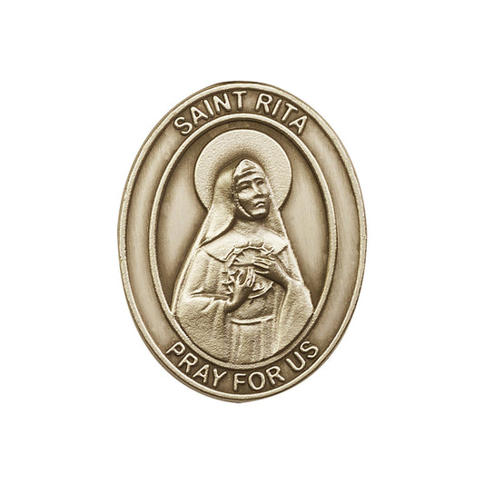 Antique Gold St. Rita of Cascia Visor Clip - 6794VG
