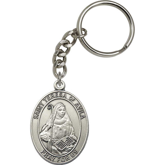 Silver Oxide St. Teresa of Avila Keychain - 6802