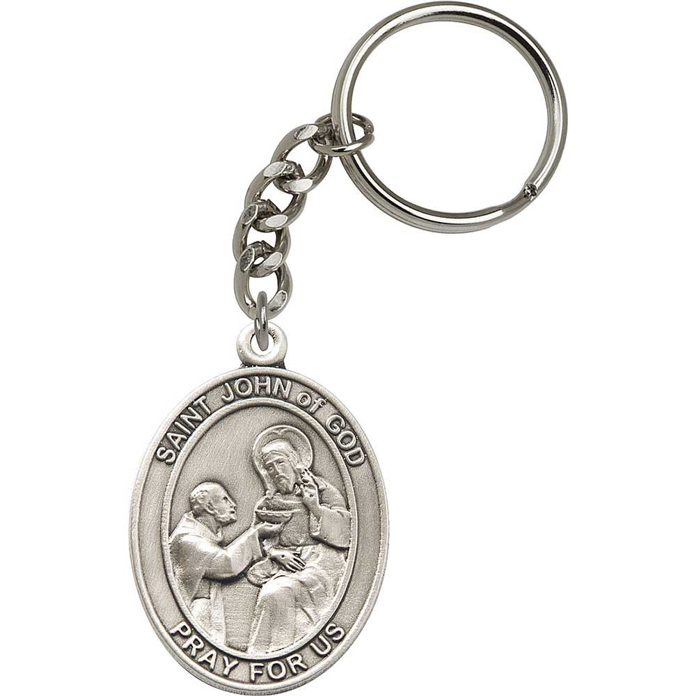 Silver Oxide St. John of God Keychain - 6812