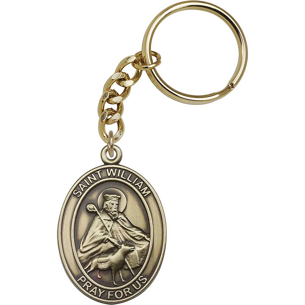 Antique Gold St. William Keychain - 6814