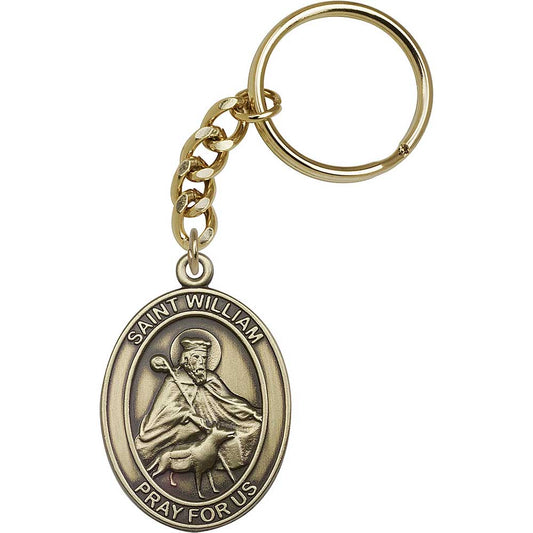 Antique Gold St. William Keychain - 6814