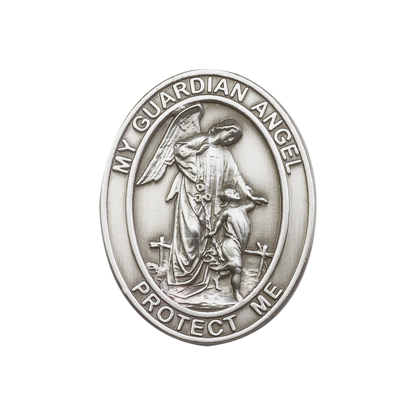 Antique Silver Guardian Angel Visor Clip - 6818V