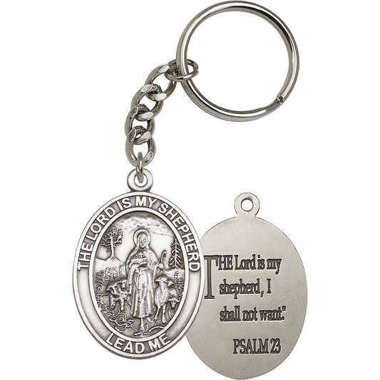 Antique Silver Lord Is My Shepherd Keychain - 6819