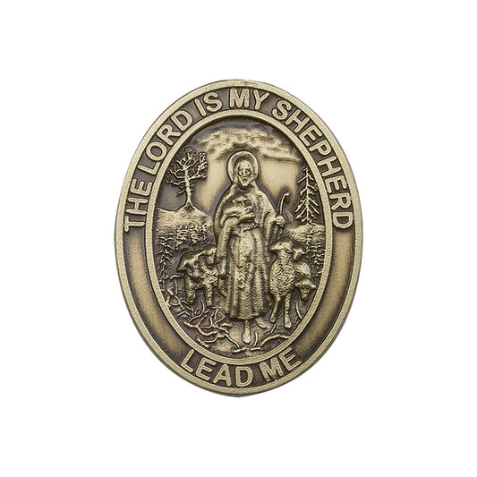 Antique Gold Lord Is My Shepherd / Psalm Visor Clip - 6819VG