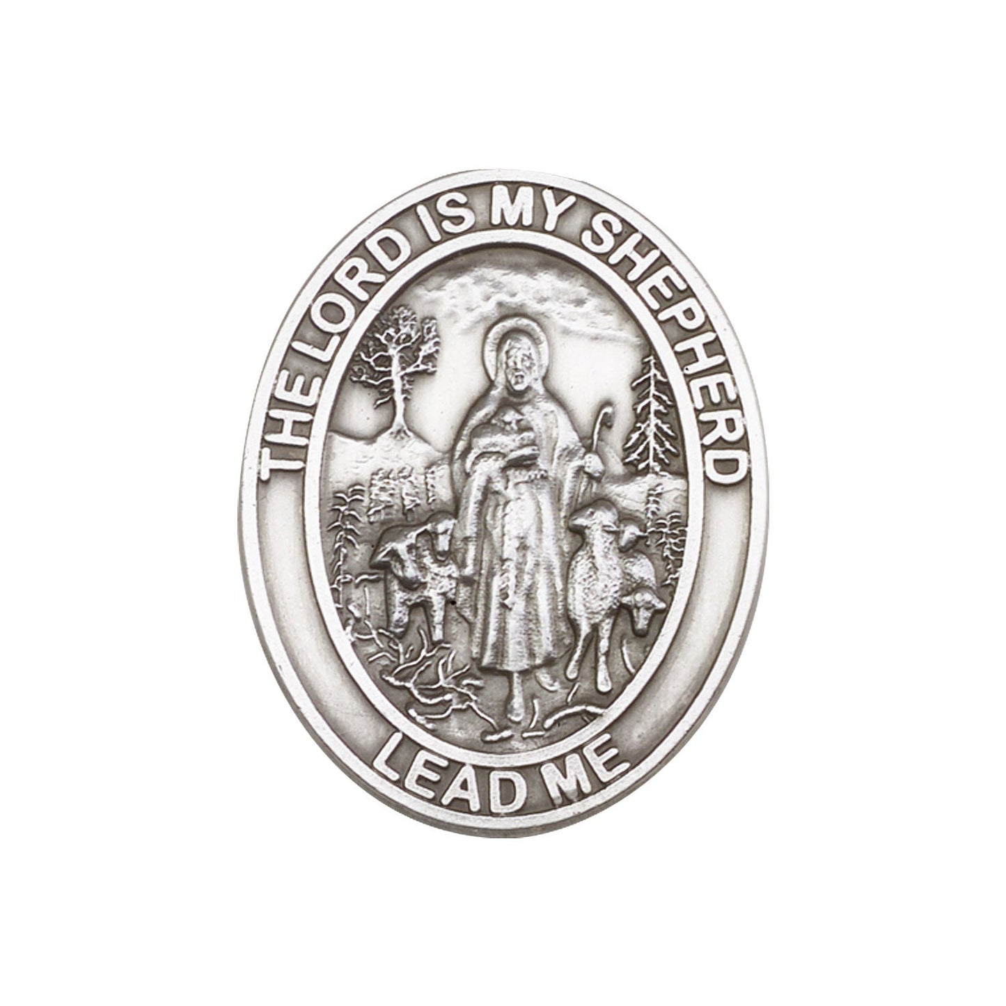 Antique Silver Lord Is My Shepherd / Psalm Visor Clip - 6819V
