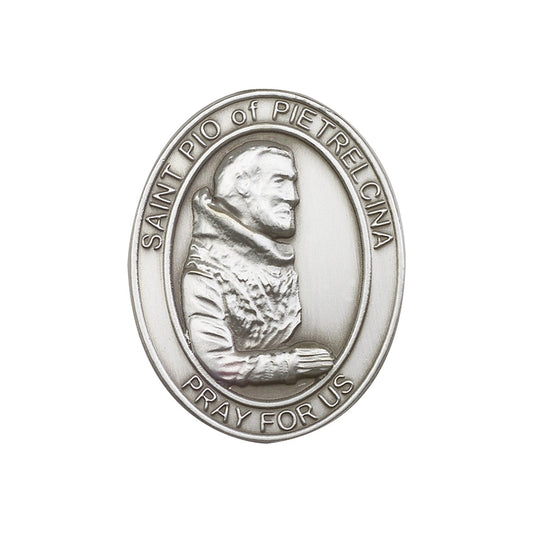 Antique Silver St. Pio of Pietrelcina Visor Clip - 6825V