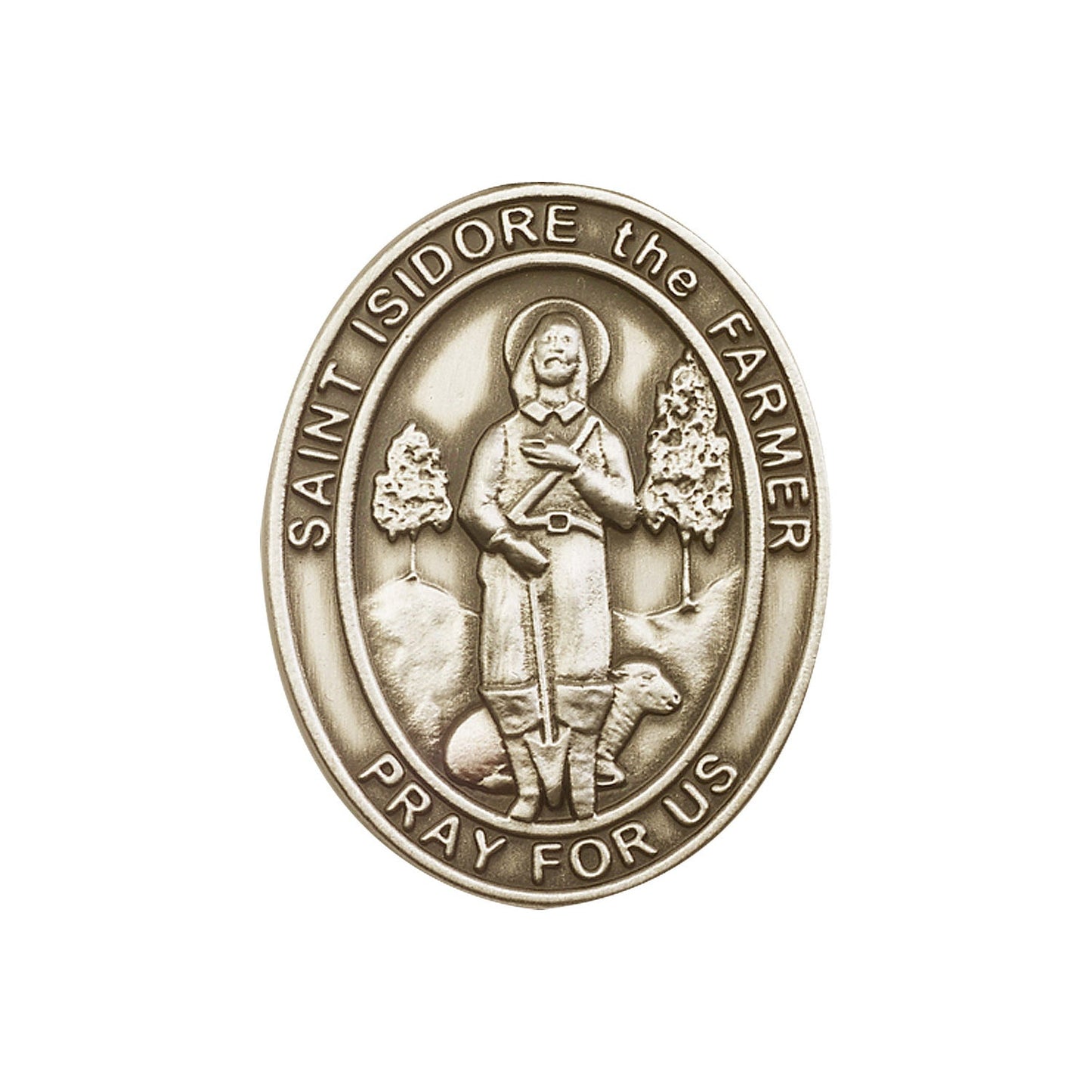 Antique Gold St. Isidore the Farmer Visor Clip - 6976VG