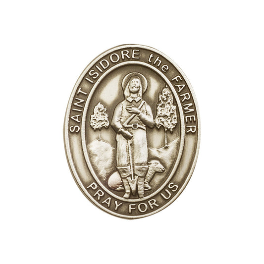 Antique Gold St. Isidore the Farmer Visor Clip - 6976VG