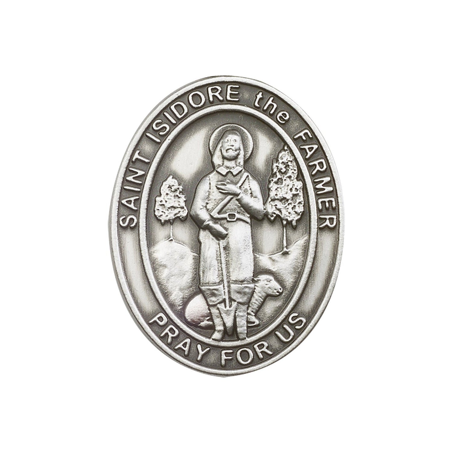 Antique Silver St. Isidore the Farmer Visor Clip - 6976V