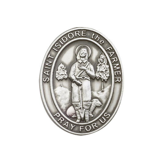 Antique Silver St. Isidore the Farmer Visor Clip - 6976V