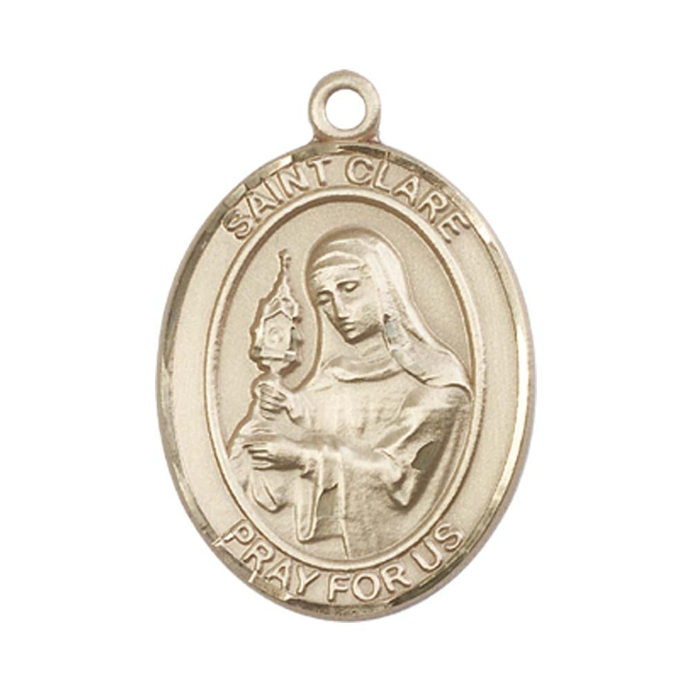 14kt Gold St. Clare of Assisi Medal - Large