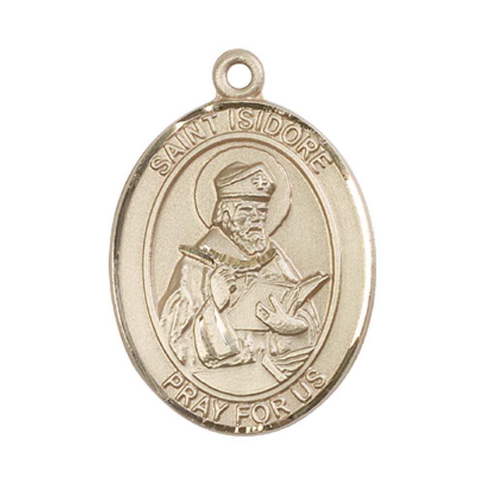 14kt Gold St. Isidore of Seville Medal - Large
