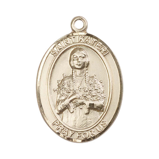 14kt Gold St. Kateri Medal - Large