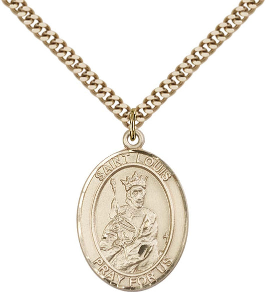 14kt Gold Filled St. Louis Pendant with 24 inch Gold Plate Heavy Curb Chain